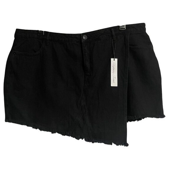 Highway Jeans Womens Frayed Hem Black Denim Skort Shorts Plus Size 20 - Picture 1 of 8